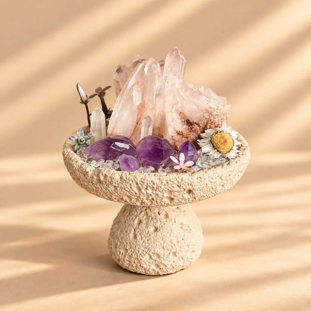 Rose Chamber — Rose Quartz & Amethyst Crystal Garden