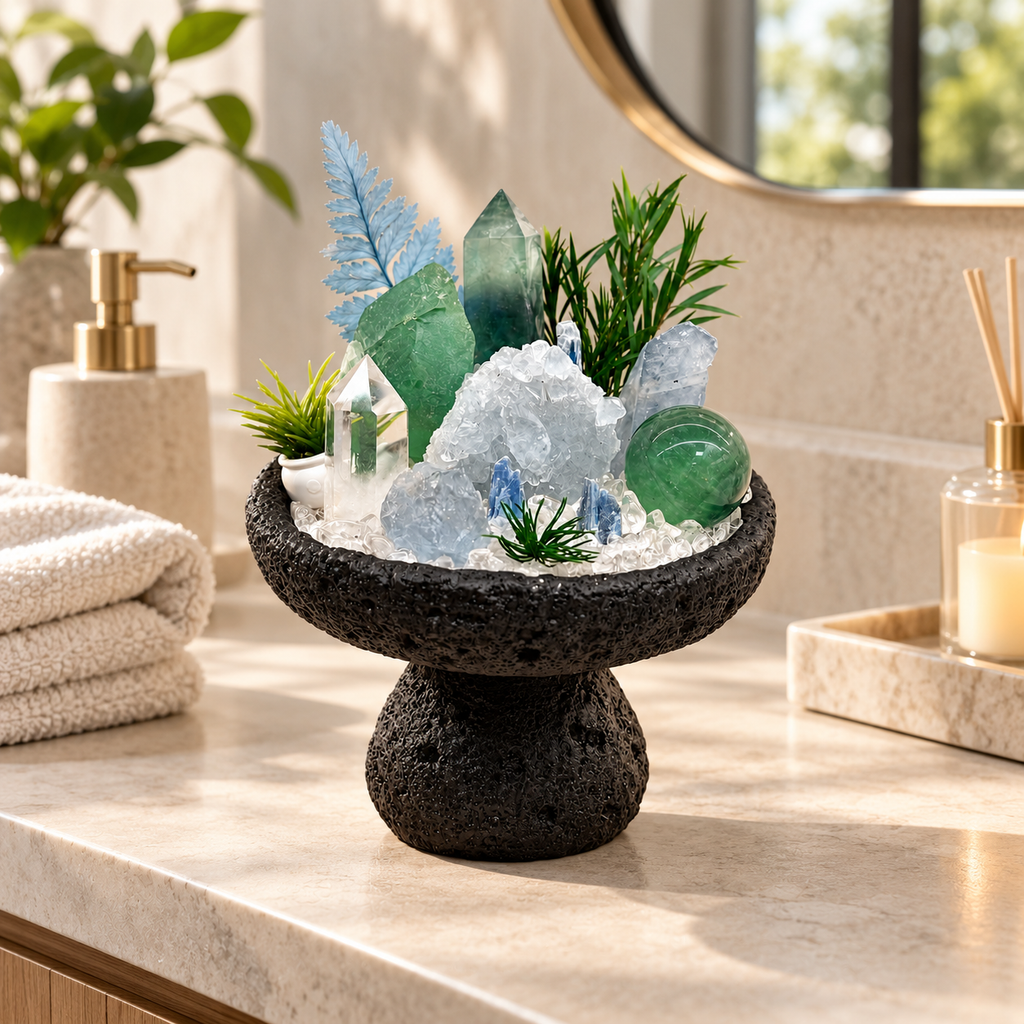 Alpine Verdure — Green Fluorite & Clear Quartz Crystal Garden