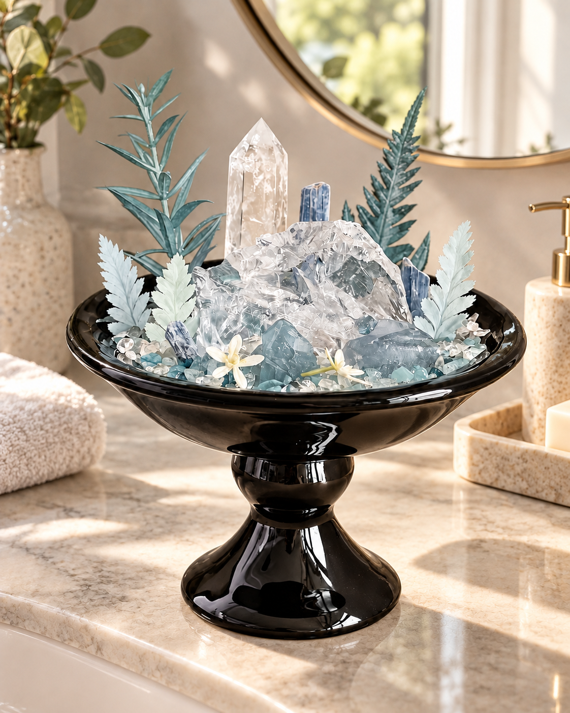 Glass Garden — Clear Quartz & Blue Kyanite Crystal Garden