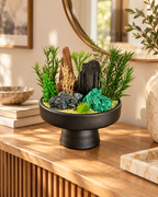 Forest Sentinel — Black Tourmaline & Malachite Crystal Garden