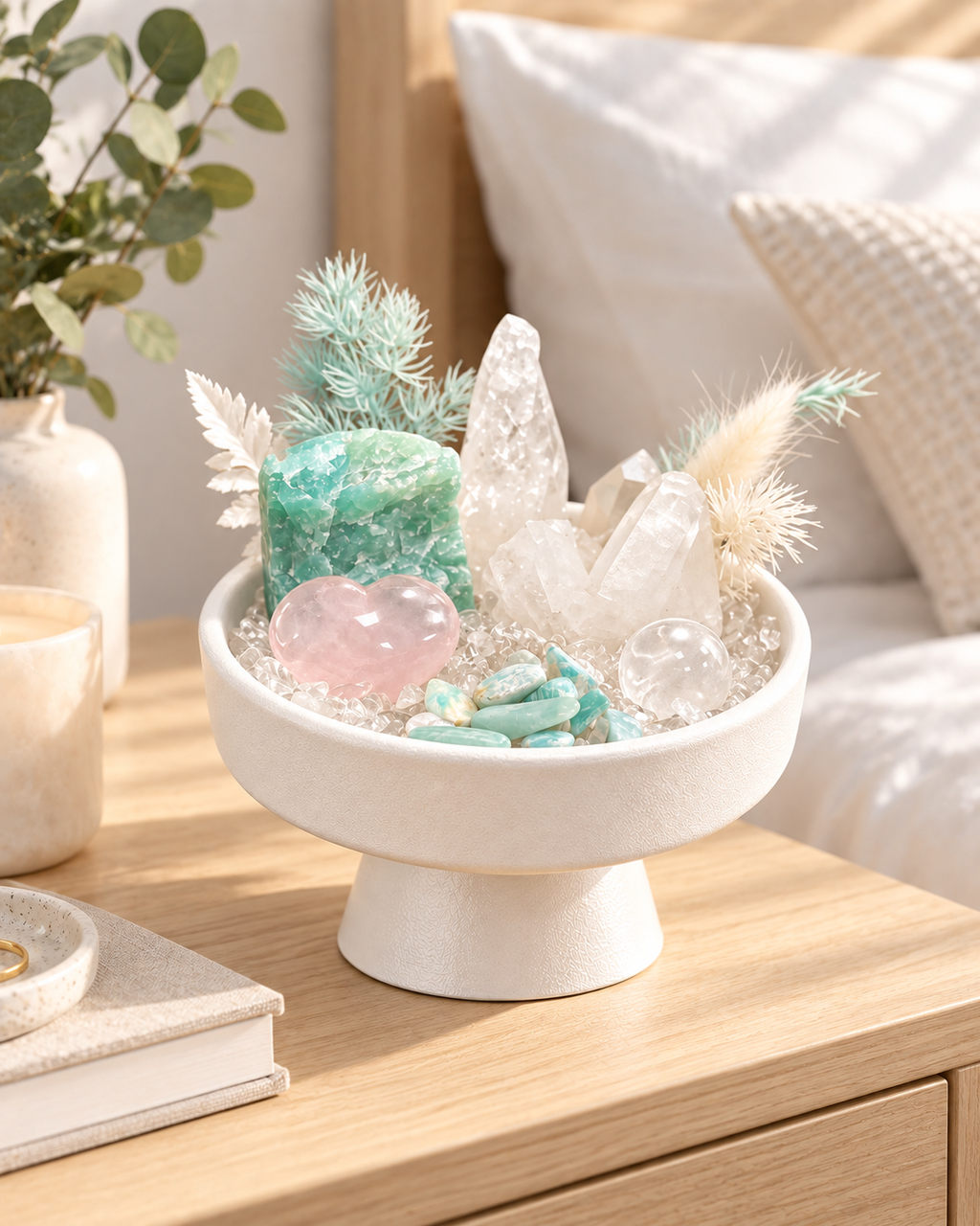 Blush Lagoon — Clear Quartz & Rose Quartz Crystal Garden