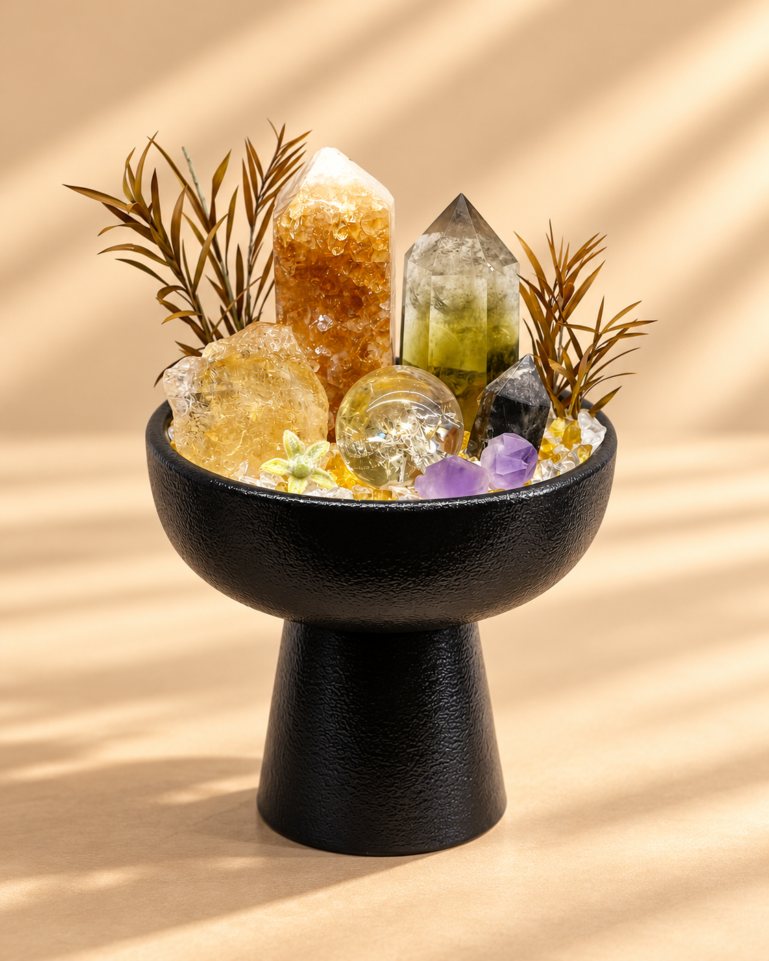 Golden Ground — Citrine & Smoky Quartz Crystal Garden