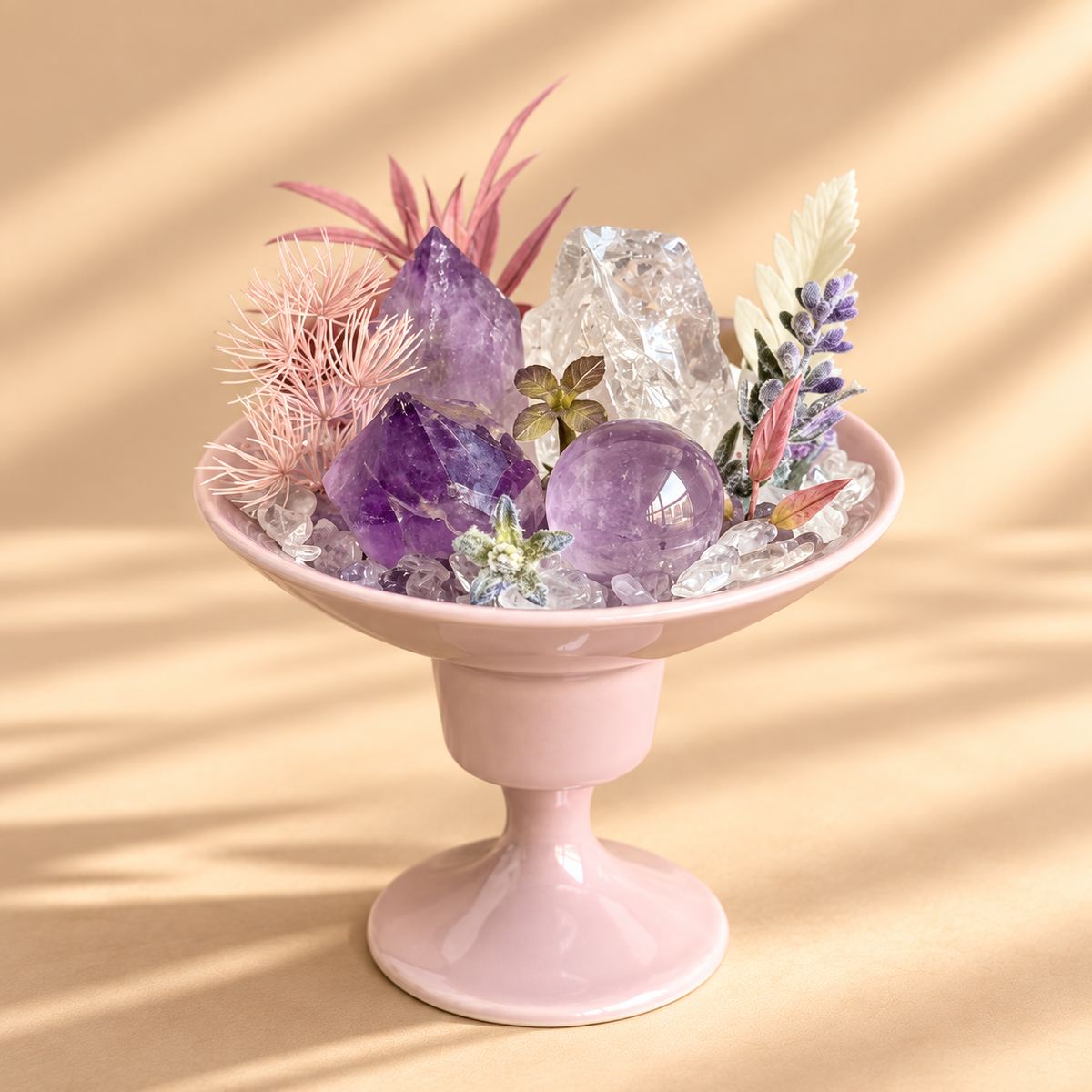 Lavender Orbit — Amethyst & Clear Quartz Crystal Garden