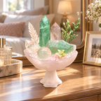 Verdant Dawn — Green Fluorite & Clear Quartz Crystal Garden