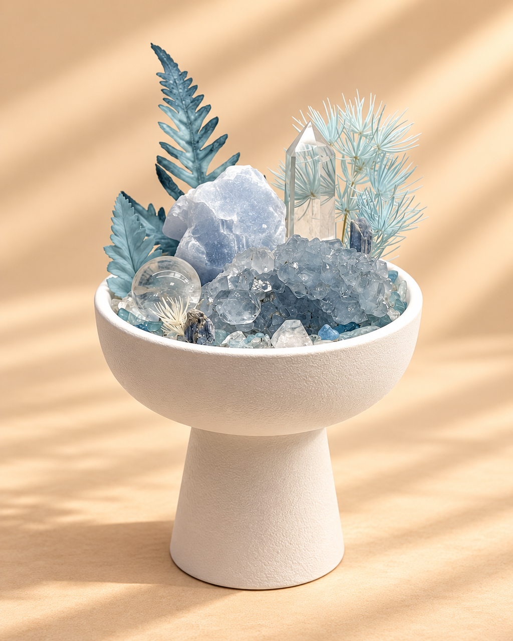 Azure Stillness — Celestite & Clear Quartz Crystal Garden