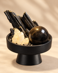 Golden Monolith — Black Tourmaline & Clear Quartz Crystal Garden