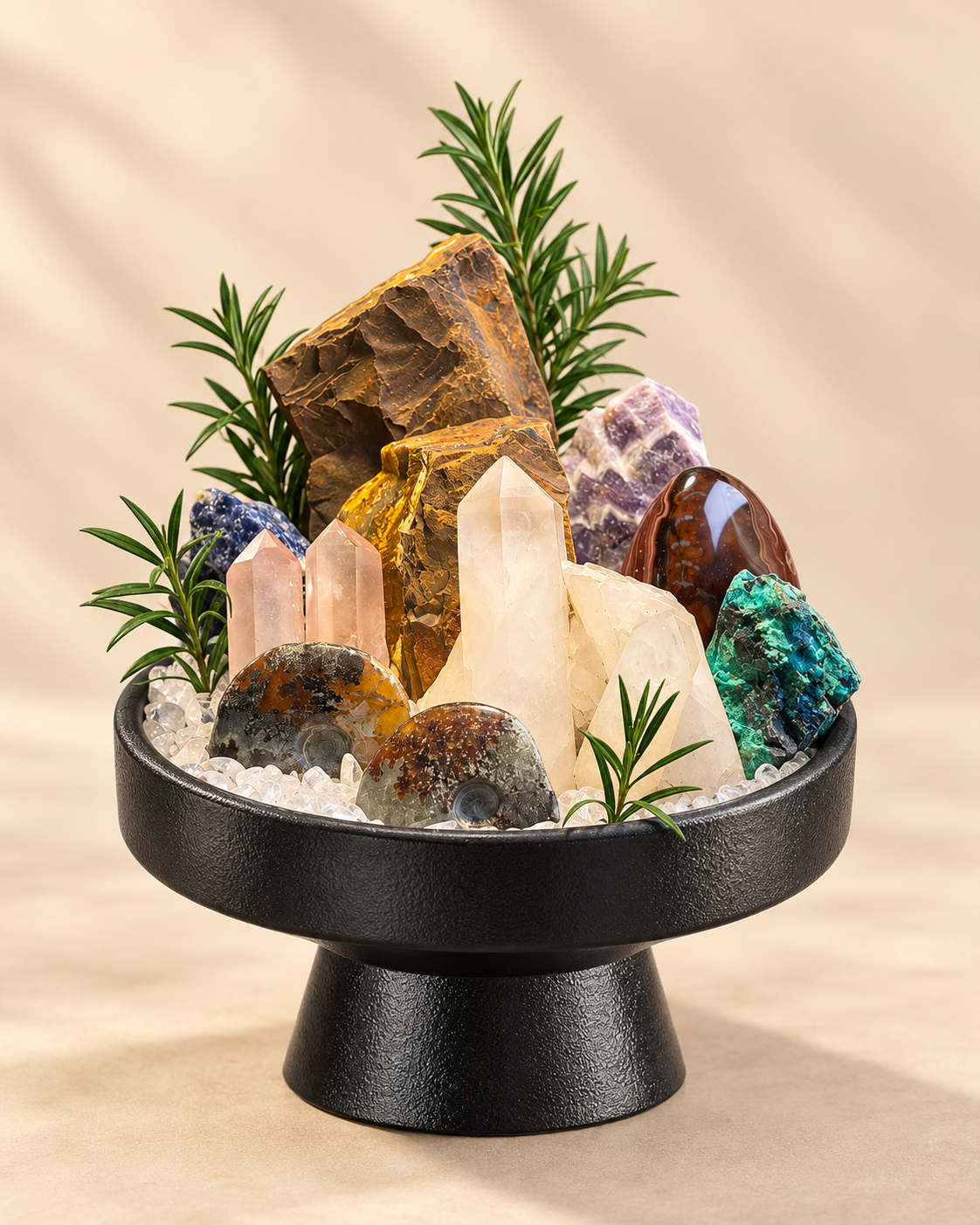 Ancient Meridian — Clear Quartz & Ammonite Fossil Crystal Garden