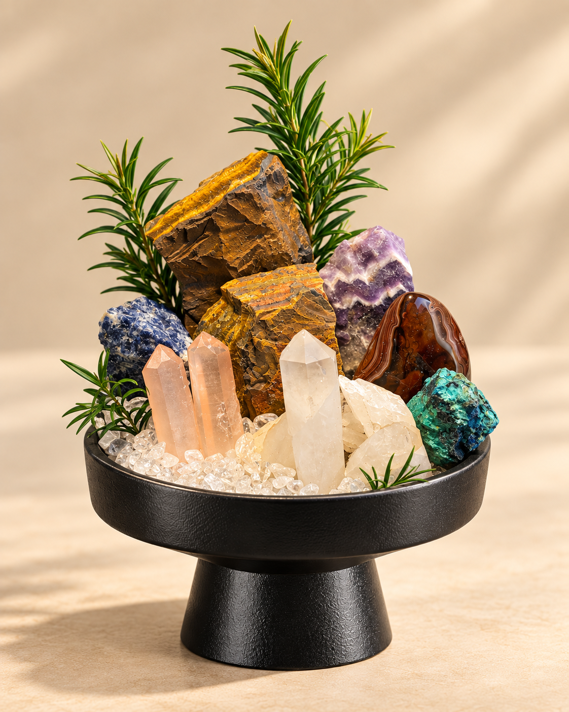 Ancient Passage — Clear Quartz & Ammonite Fossil Crystal Garden