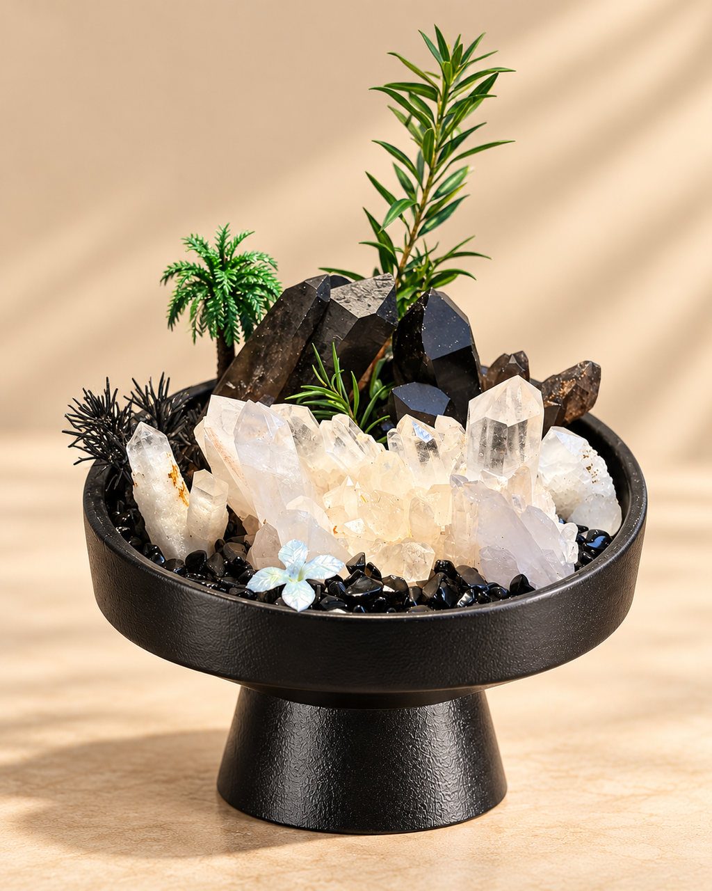 Shadow Clarity — Smoky Quartz & Clear Quartz Crystal Garden