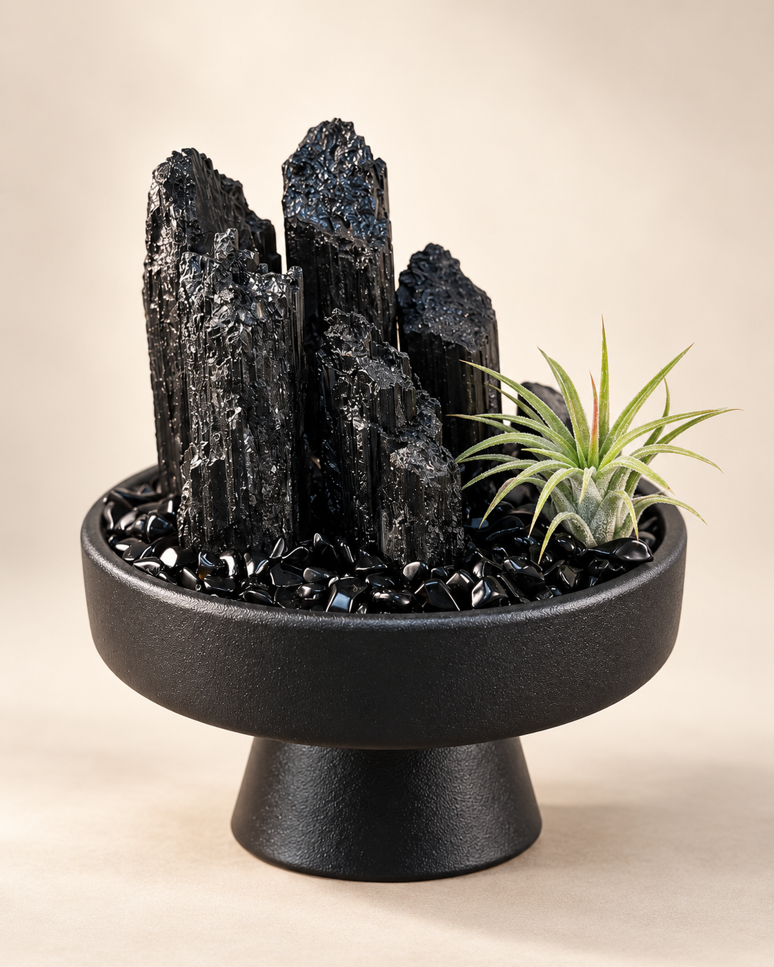Noir Pillars — Black Tourmaline Crystal Garden