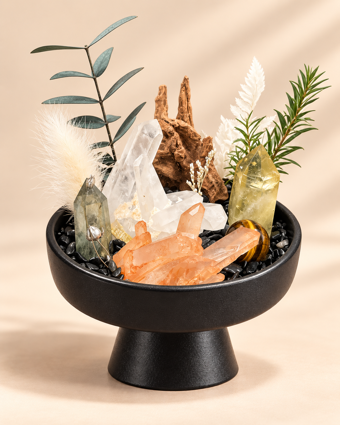 Sunlit Branch — Clear Quartz Crystal Garden