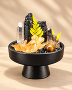 Amber Fortress — Black Tourmaline & Clear Quartz Crystal Garden