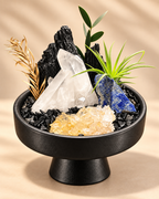 Sapphire Edge — Black Tourmaline & Clear Quartz Crystal Garden