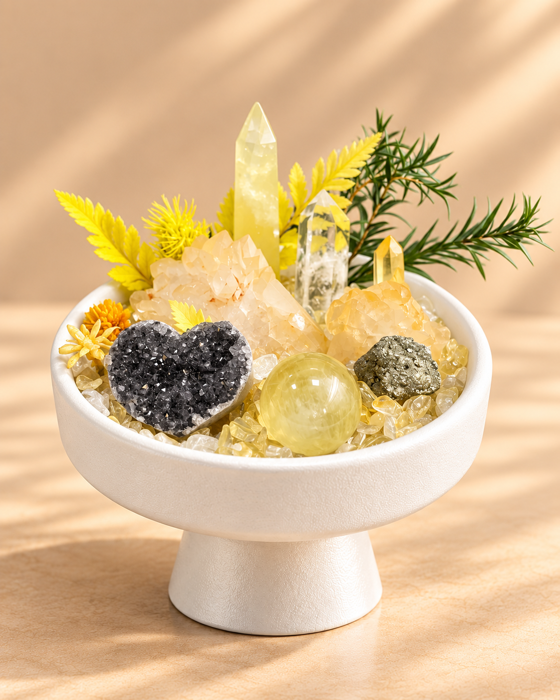 Golden Radiance — Clear Quartz & Pyrite Crystal Garden