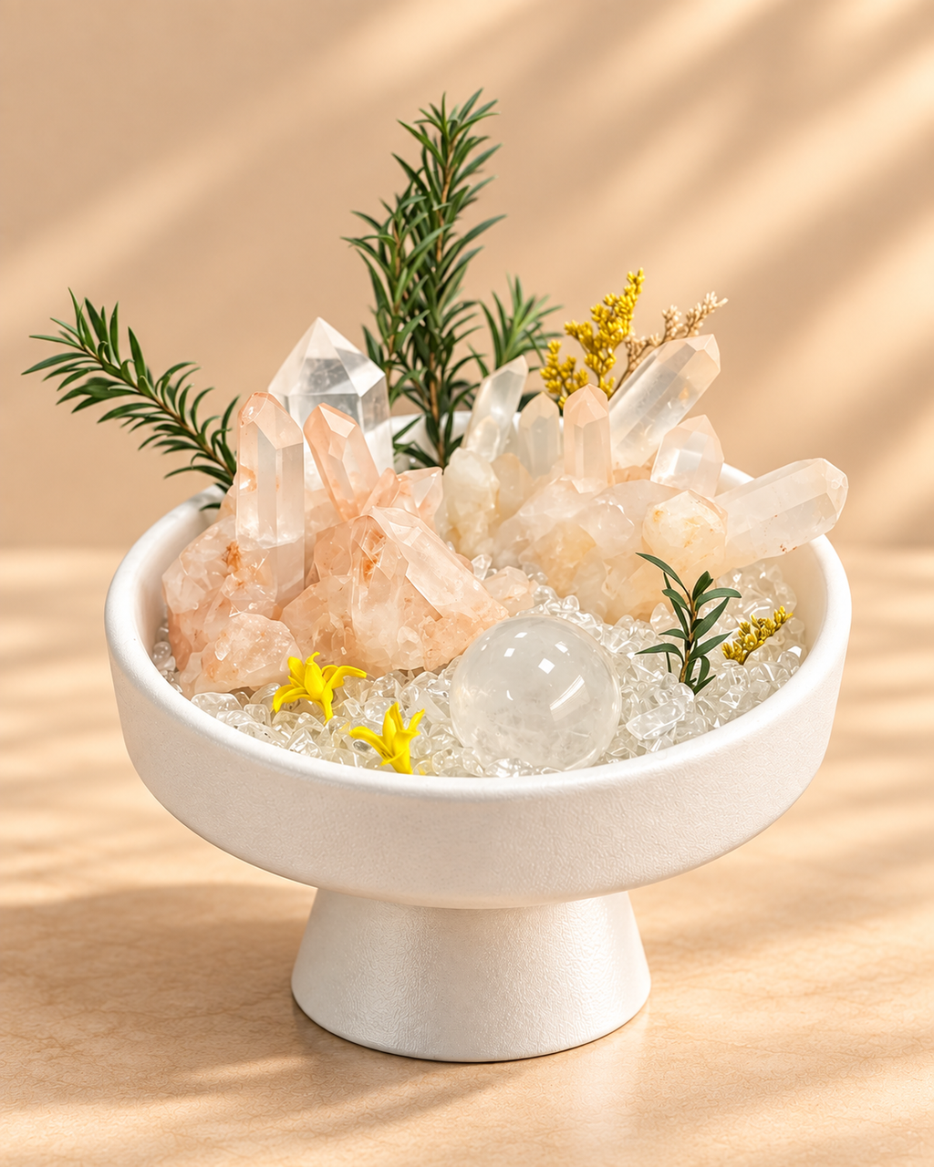 Peach Clarity — Clear Quartz Crystal Garden