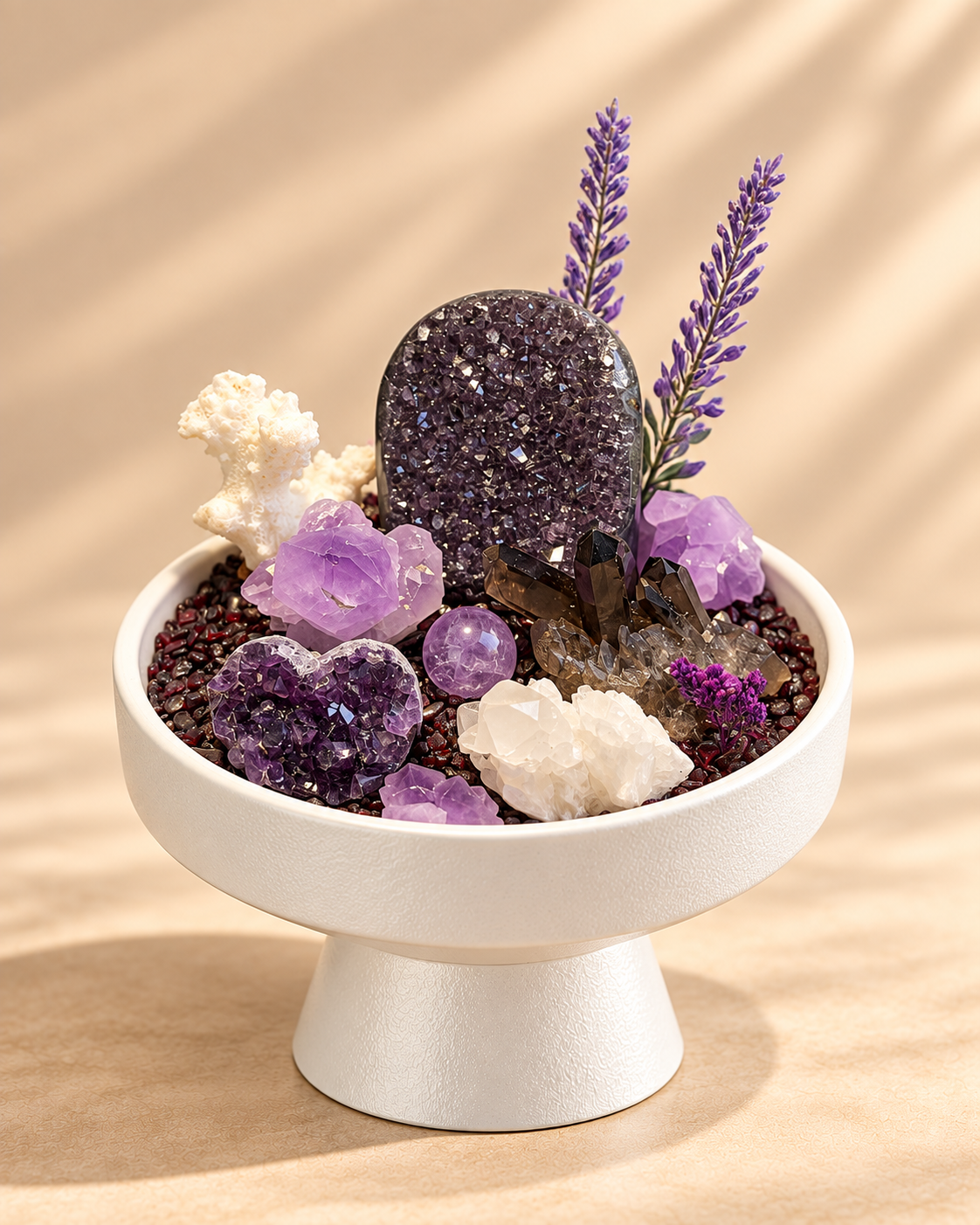 Violet Ground — Amethyst & Smoky Quartz Crystal Garden
