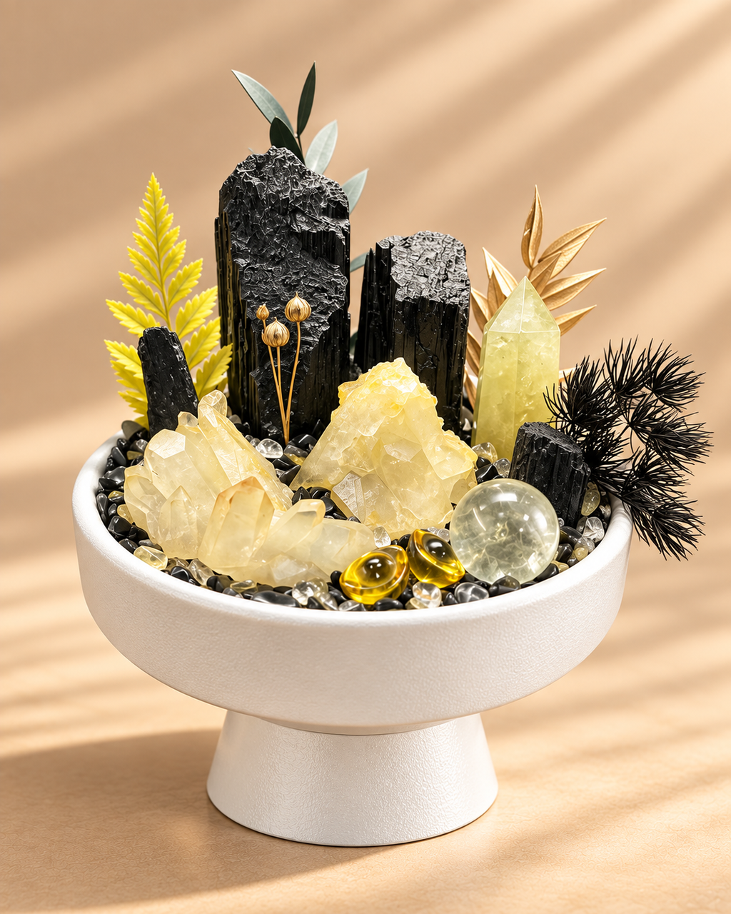 Solar Sentinel — Black Tourmaline Crystal Garden