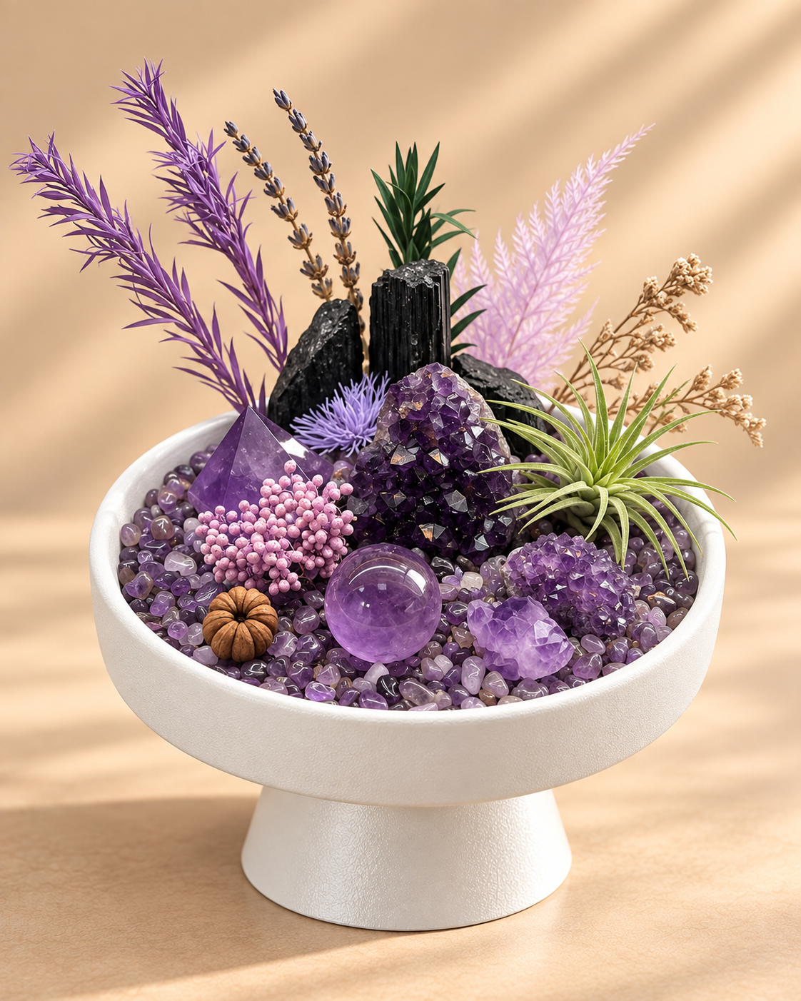 Violet Watch — Black Tourmaline & Amethyst Crystal Garden