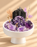 Violet Monolith — Black Tourmaline & Amethyst Crystal Garden