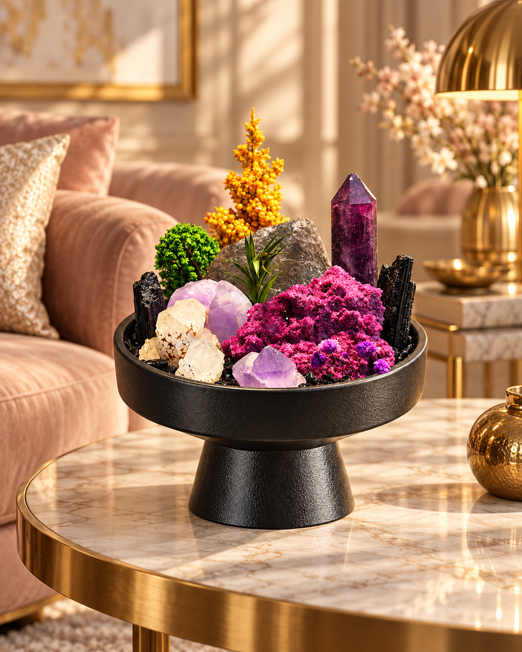 Violet Ember — Amethyst & Black Tourmaline Crystal Garden