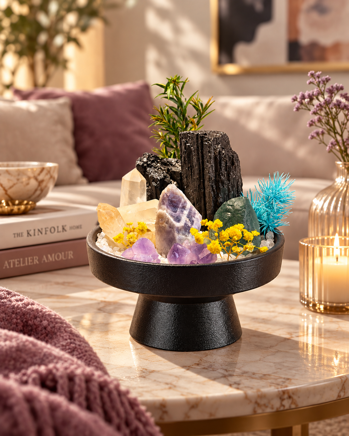 Iris Ridge — Black Tourmaline & Amethyst Crystal Garden