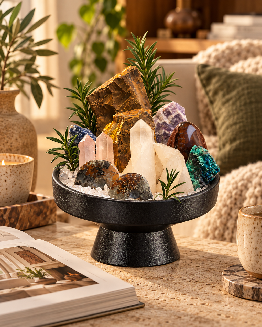 Ancient Meridian — Clear Quartz & Ammonite Fossil Crystal Garden