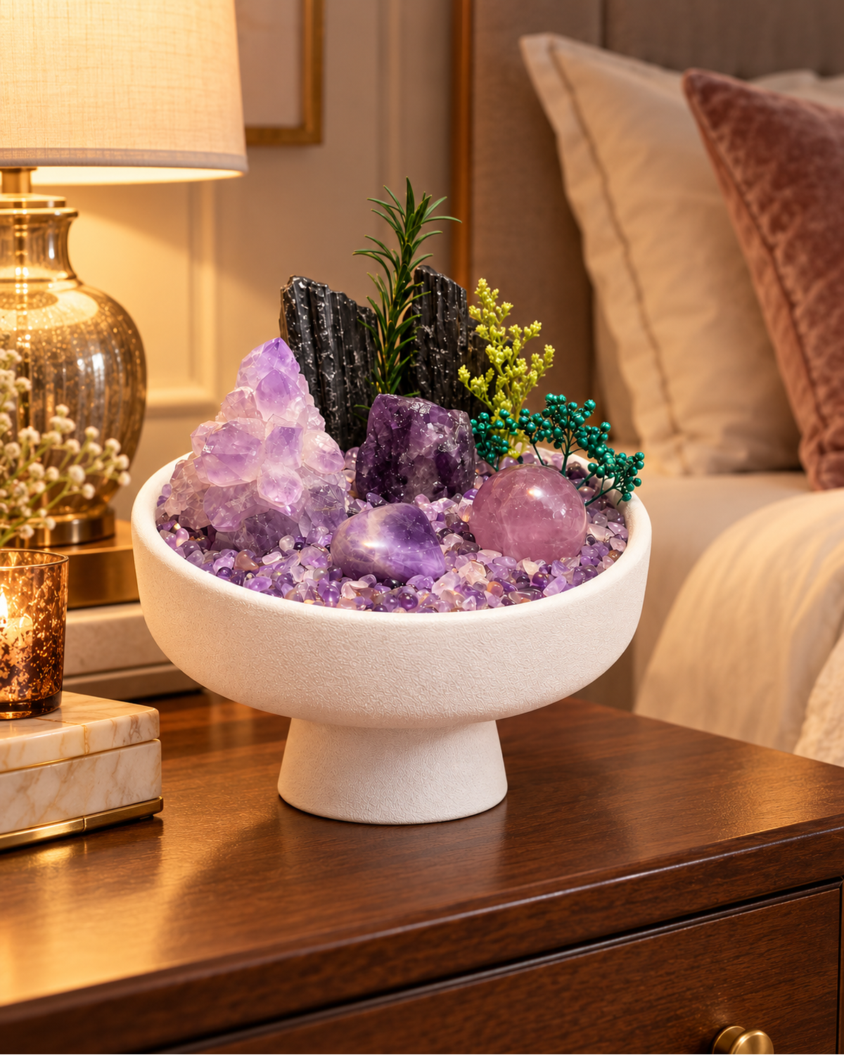 Violet Sentinel — Amethyst & Black Tourmaline Crystal Garden lifestyle view 3