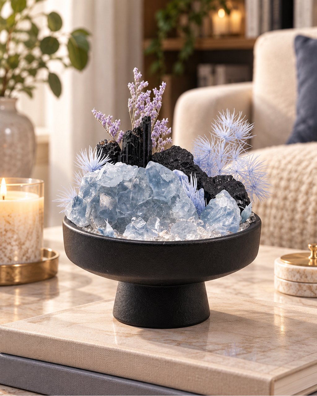 Arctic Shadow — Black Tourmaline Crystal Garden lifestyle view 2