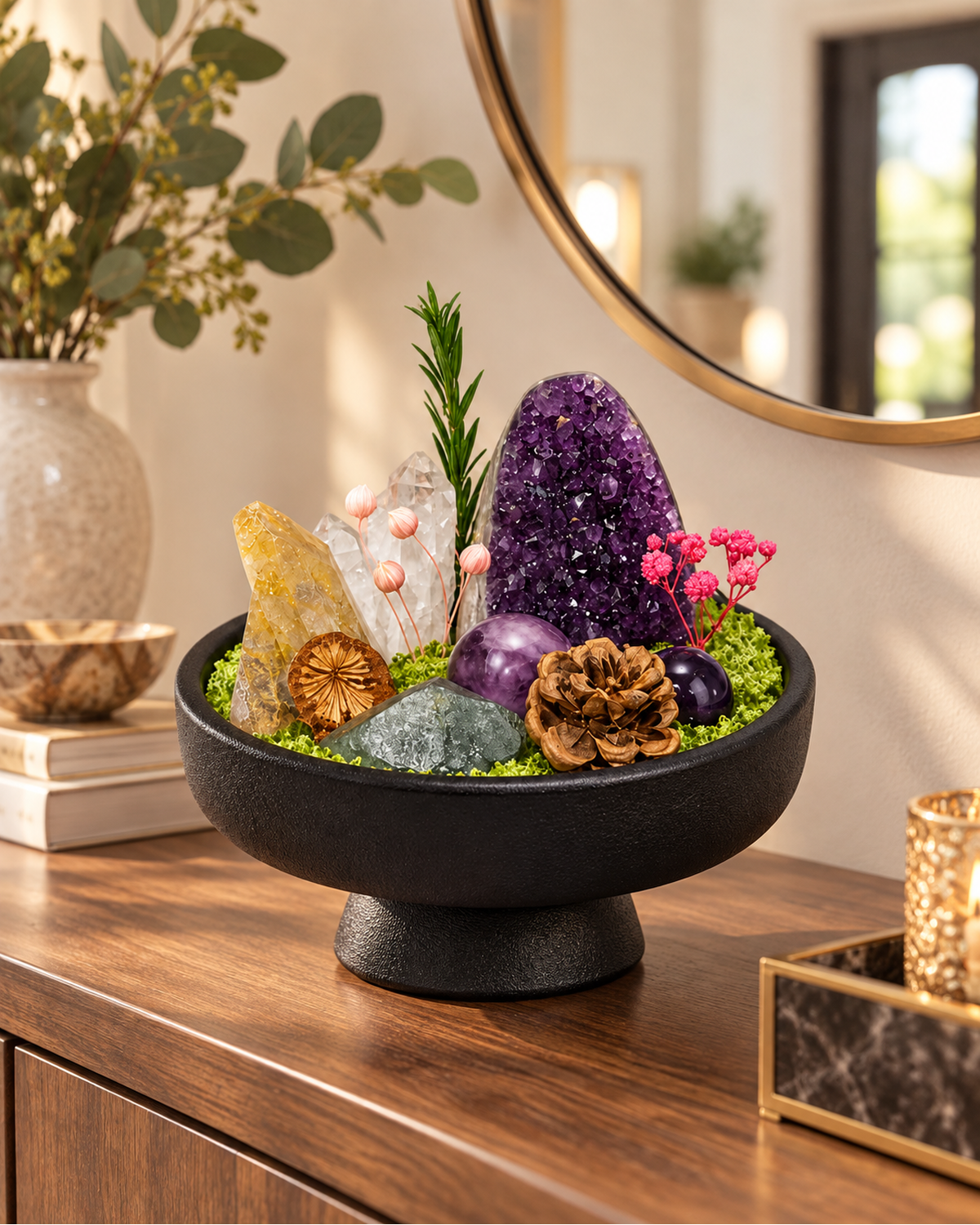 Violet Relic — Amethyst & Ammonite Crystal Garden lifestyle view 1