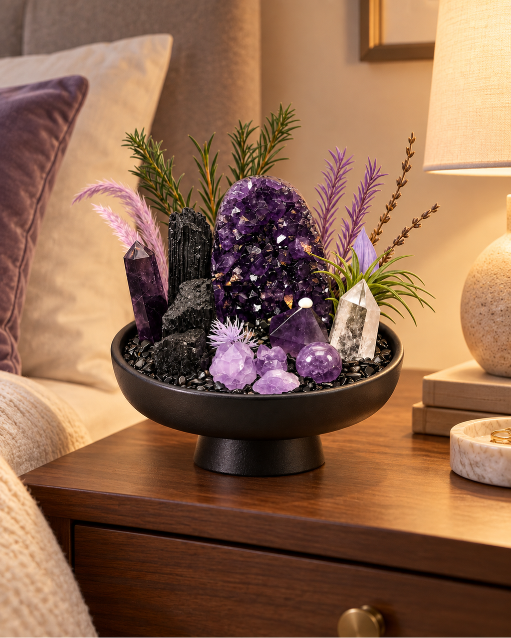 Purple Citadel — Amethyst & Black Tourmaline Crystal Garden lifestyle view 2