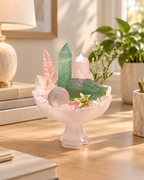 Blush Evergreen — Green Fluorite & Rose Quartz Crystal Garden