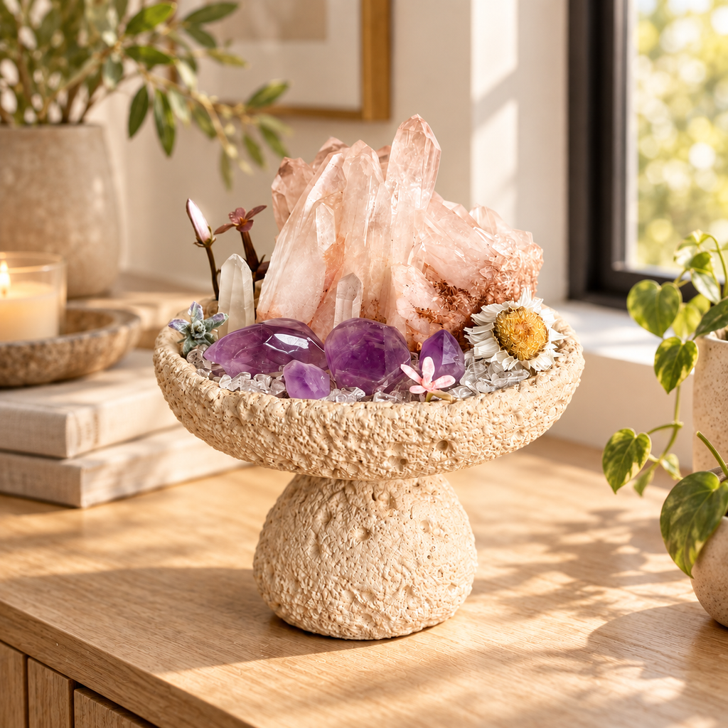 Rose Chamber — Rose Quartz & Amethyst Crystal Garden