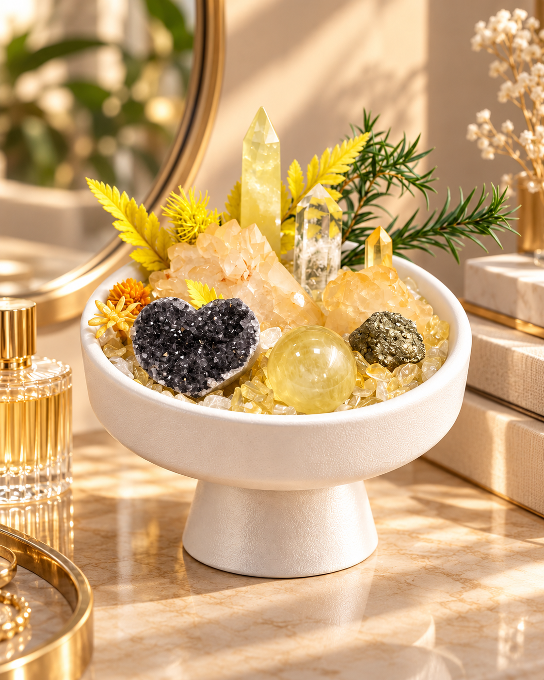 Golden Radiance — Clear Quartz & Pyrite Crystal Garden