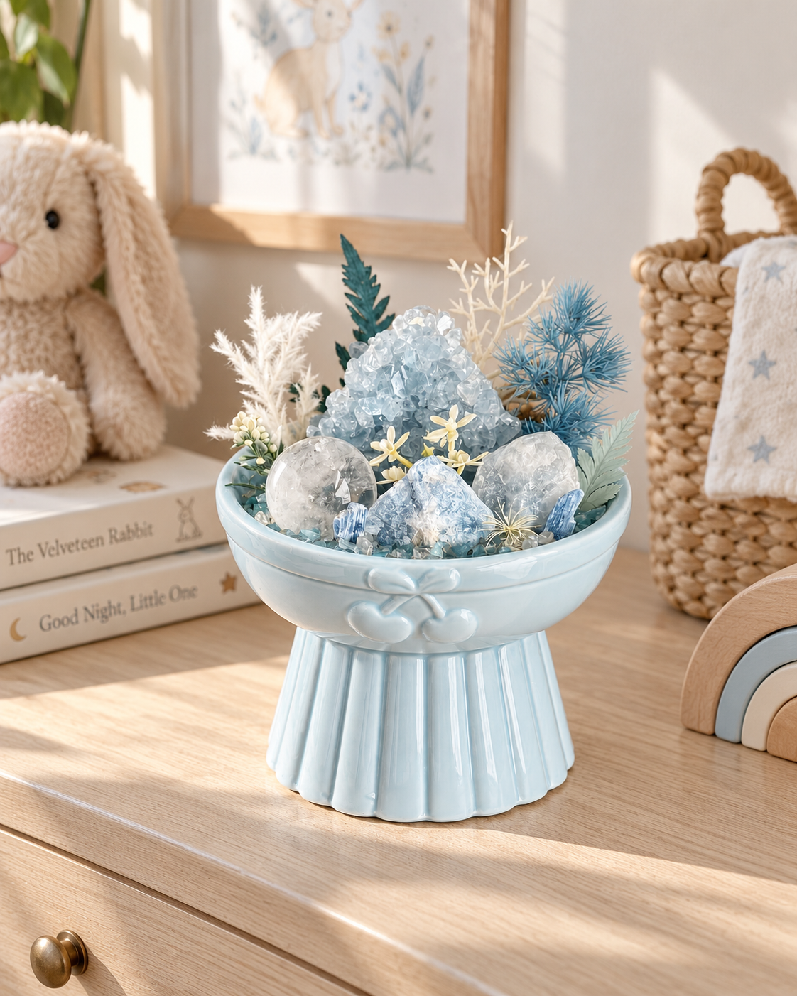 Glacier Blossom — Blue Calcite & Clear Quartz Crystal Garden
