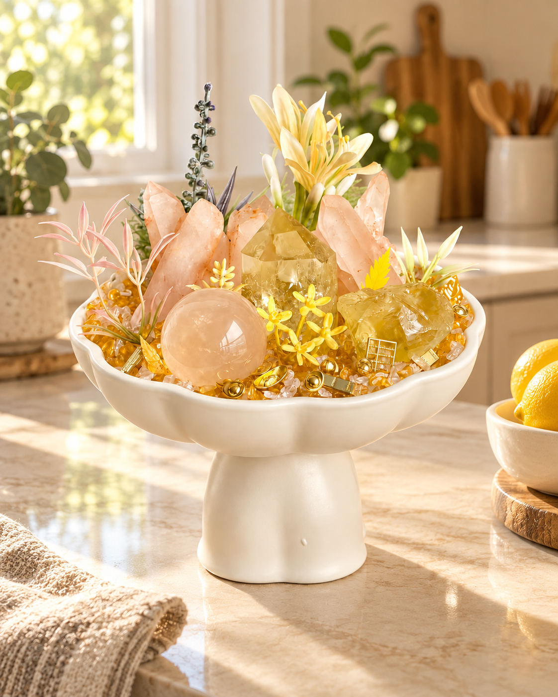 Honey Blush — Citrine & Rose Quartz Crystal Garden