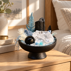 Frosted Sentinel — Black Tourmaline & Clear Quartz Crystal Garden