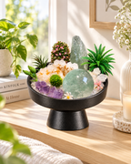 Verdant Orb — Clear Quartz & Amethyst Crystal Garden