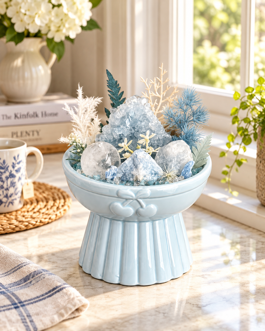 Glacier Blossom — Blue Calcite & Clear Quartz Crystal Garden