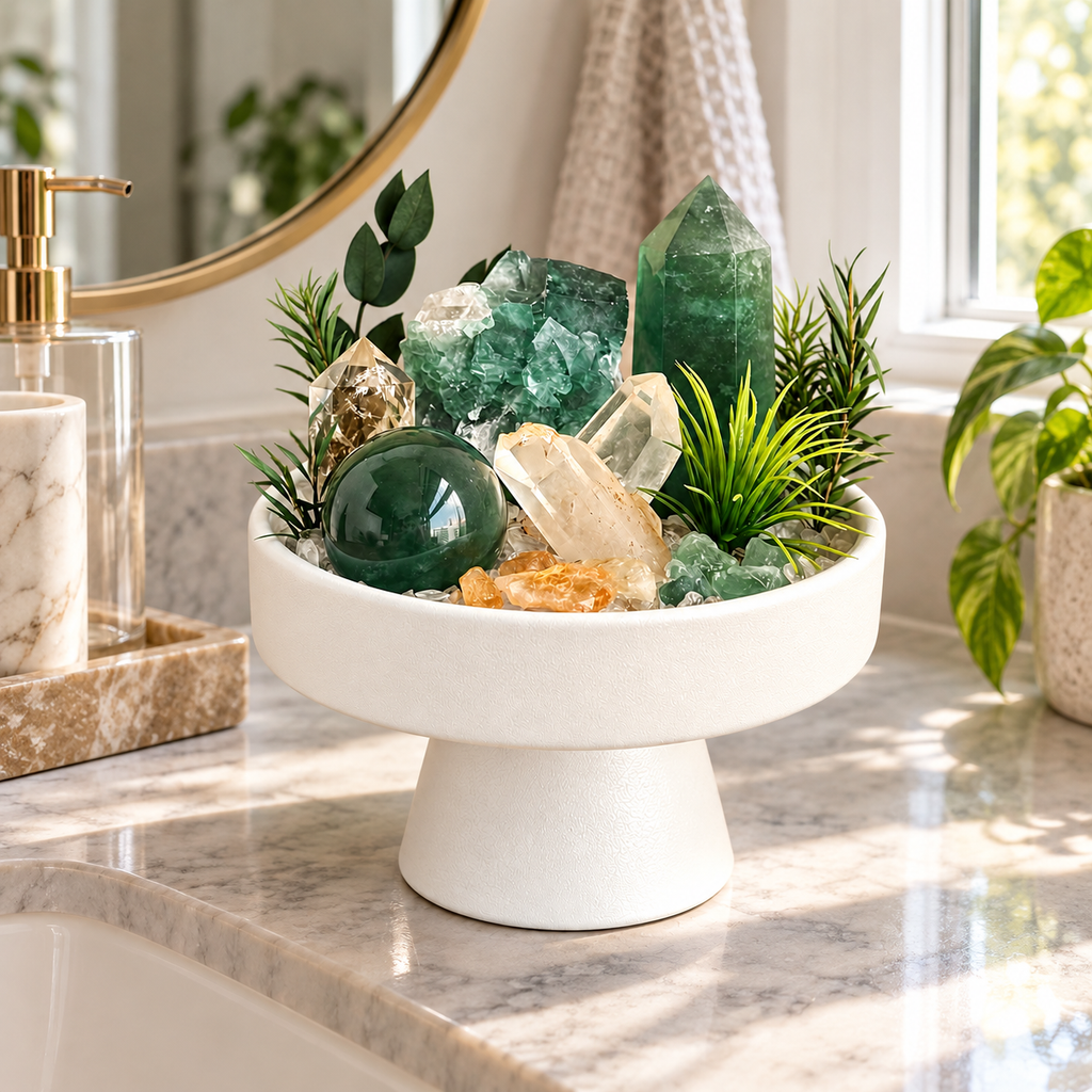 Emerald Current — Green Fluorite & Clear Quartz Crystal Garden