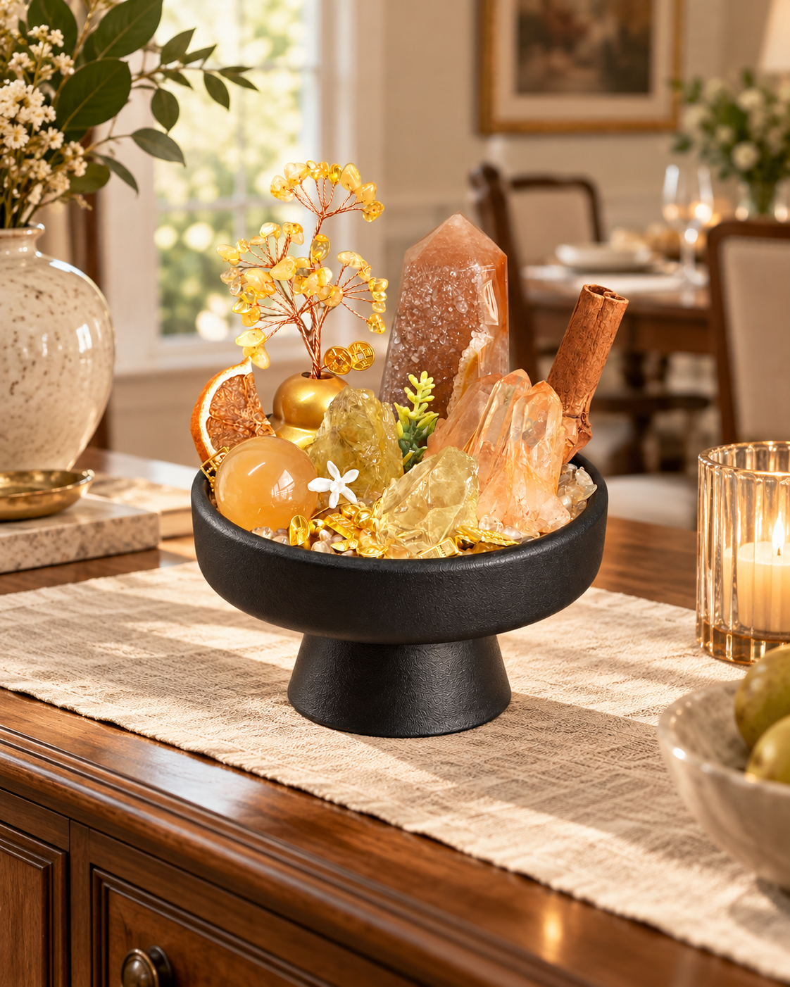 Ember Column — Hematoid Quartz & Carnelian Crystal Garden
