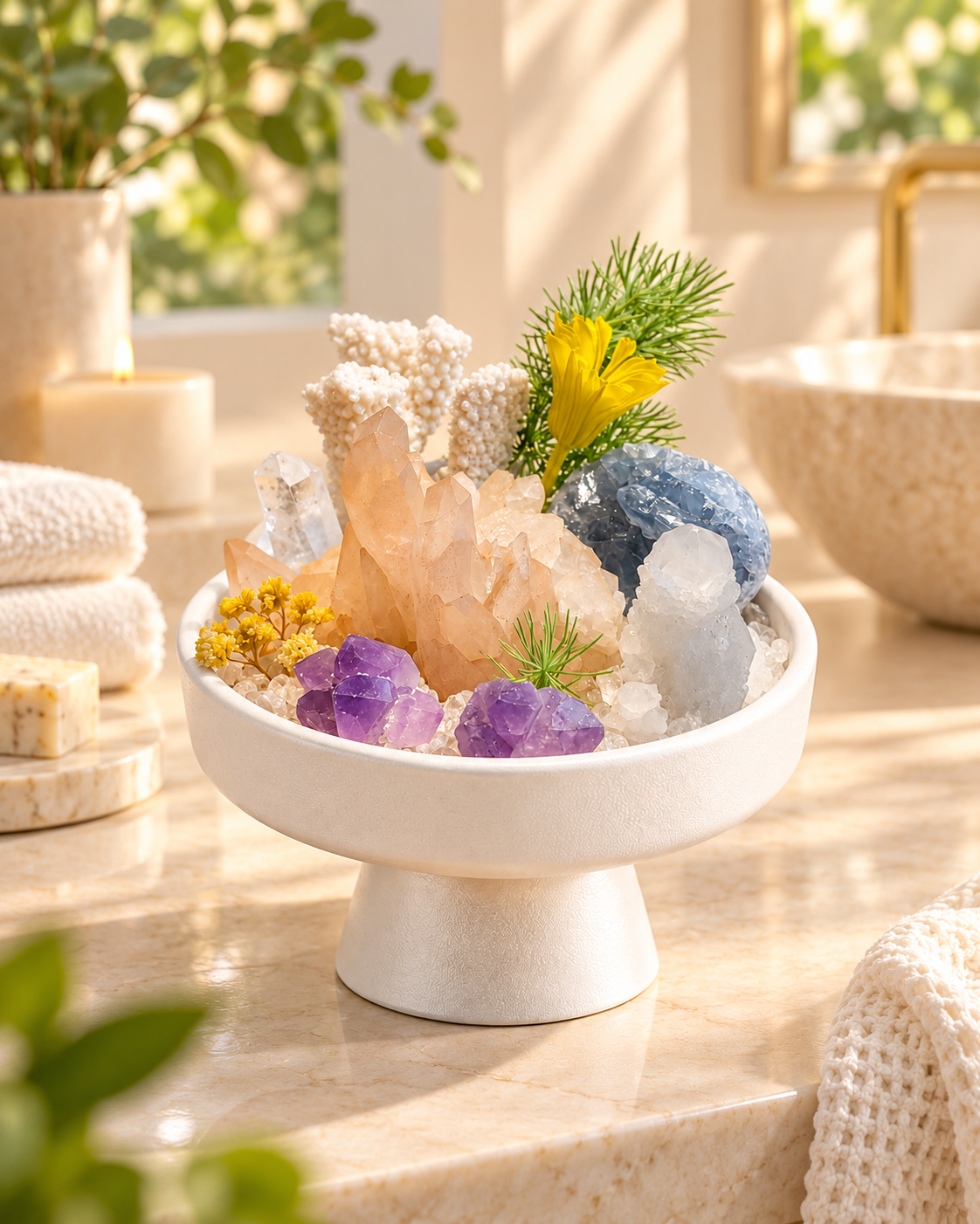 Morning Prism — Amethyst & Clear Quartz Crystal Garden