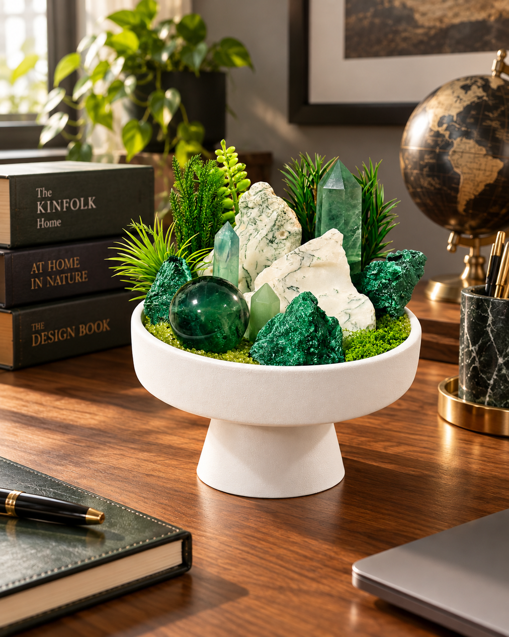 Verdant Atlas — Malachite & Green Fluorite Crystal Garden