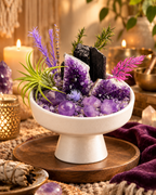 Violet Bastion — Black Tourmaline & Amethyst Crystal Garden