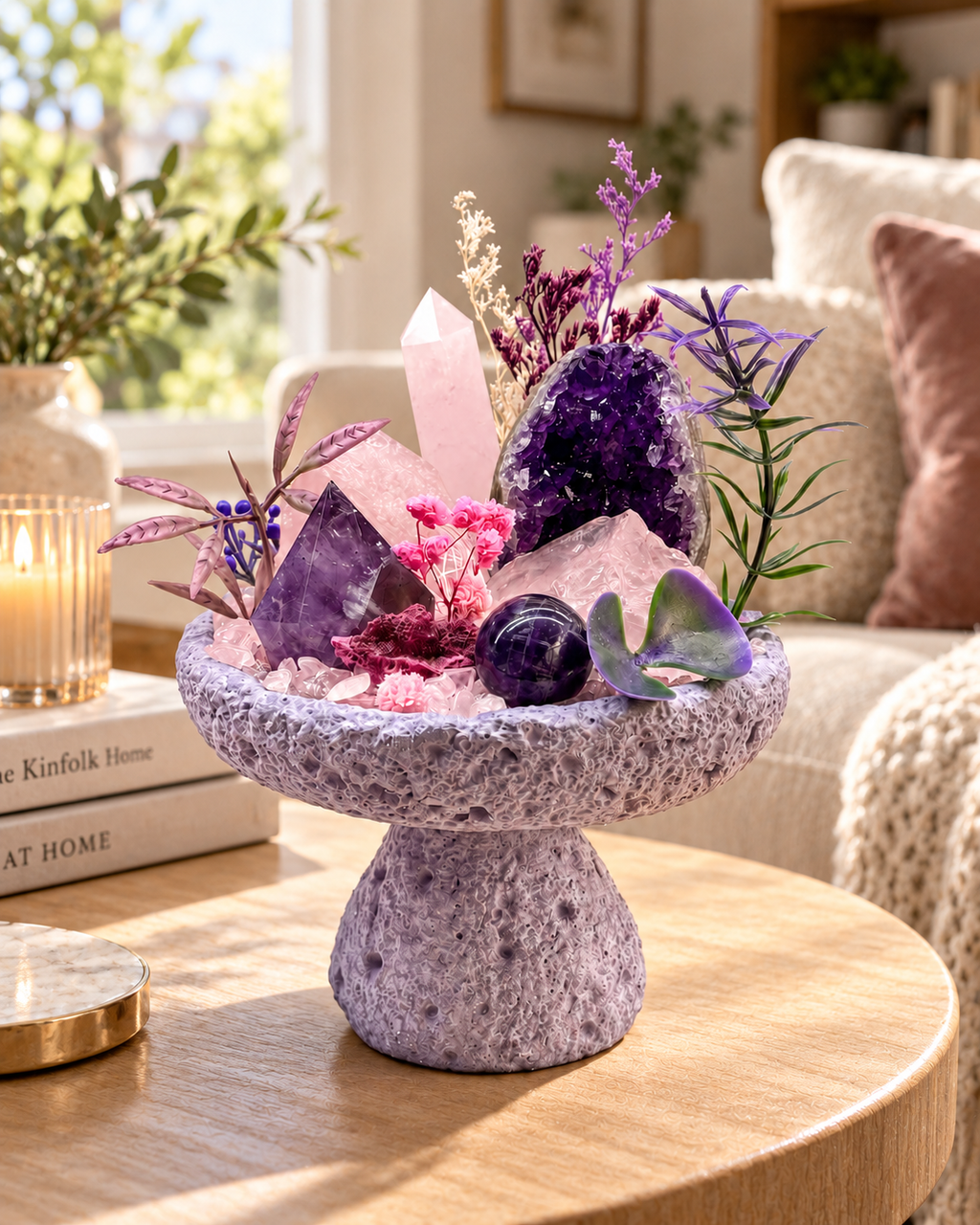 Magenta Nocturne — Amethyst & Rose Quartz Crystal Garden