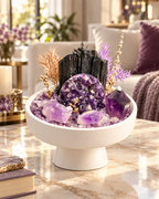 Violet Monolith — Black Tourmaline & Amethyst Crystal Garden