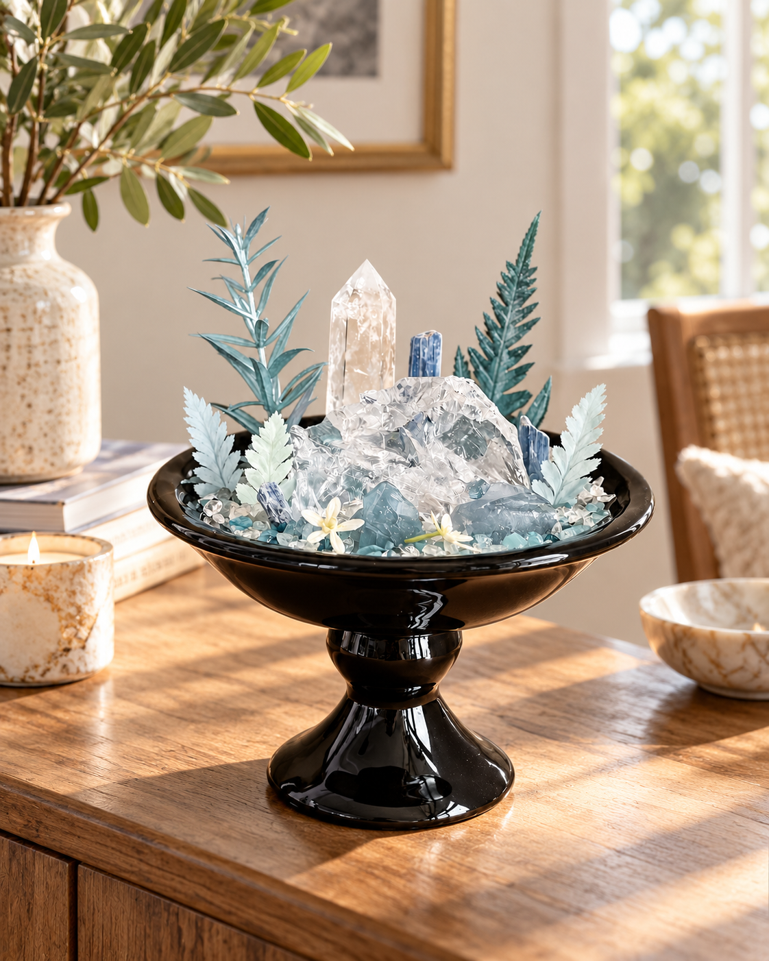 Glass Garden — Clear Quartz & Blue Kyanite Crystal Garden