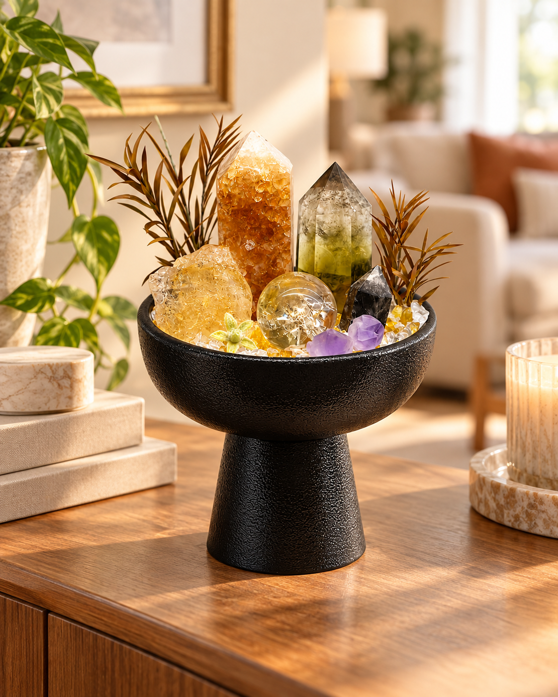 Golden Ground — Citrine & Smoky Quartz Crystal Garden