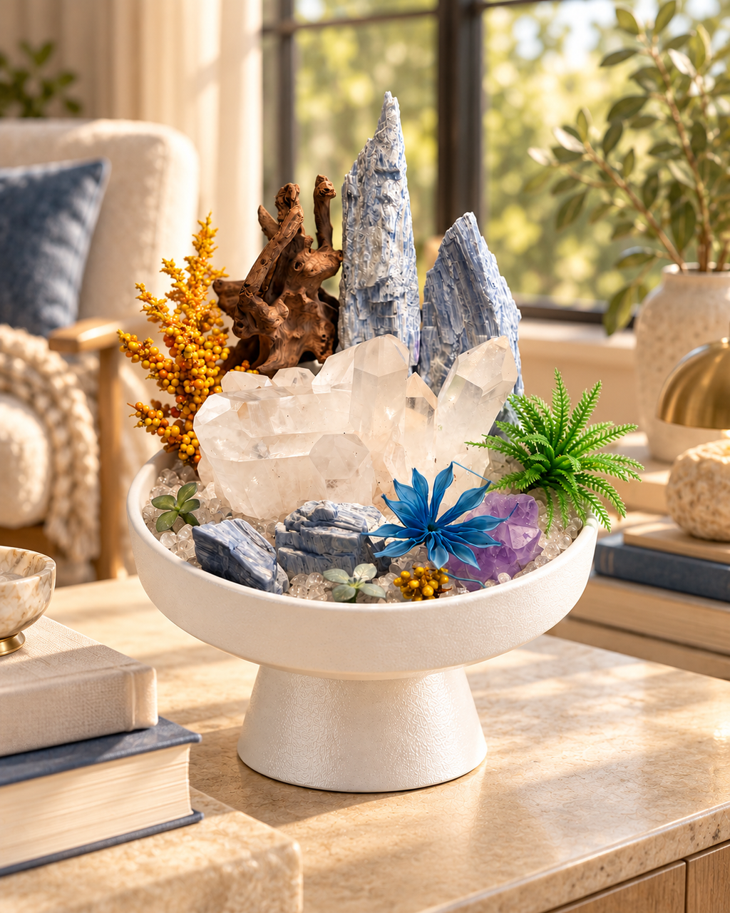 Glacier Ascent — Blue Kyanite & Clear Quartz Crystal Garden