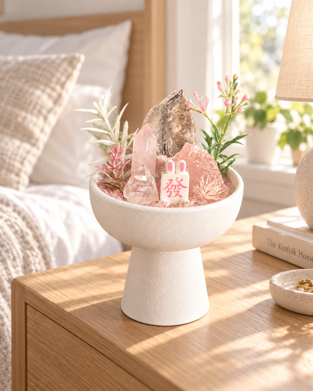 Blush Stone — Rose Quartz & Smoky Quartz Crystal Garden