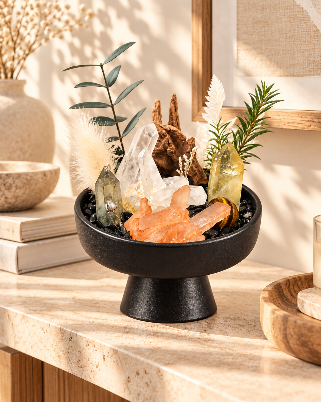 Sunlit Branch — Clear Quartz Crystal Garden